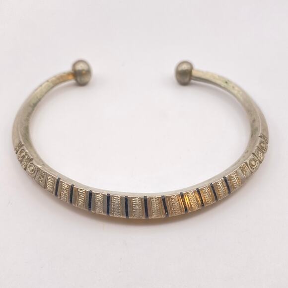 Signed TUAREG African Bracelet Coin Silver Tribal Ethnic Boho Unisex 7 1/2" - Picture 1 of 11